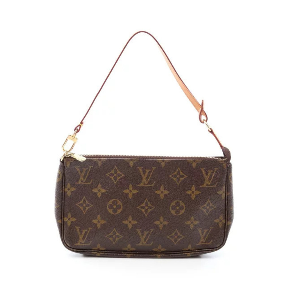 Louis Vuitton Pochette Accessoires Monogram Handbag Canvas Leather Brown